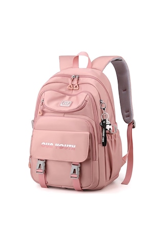 Xiyyadms Pembe Renkli Panda Aksesuarlı Su Geçirmez Kadın Sırt Çantası, 17 İnç Laptop Taşıma Kapasiteli Çok Renkli