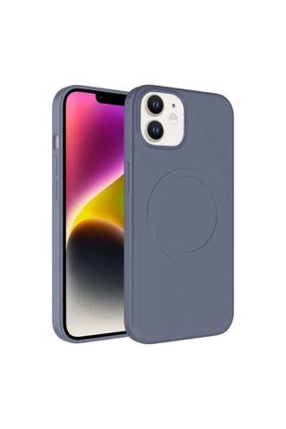 Apple Uyumlu iPhone 12 Kılıf M-safe Wireless Şarj Özellikli Pastel Renk Silikon Zore Plas Kapak Lavendery Gray