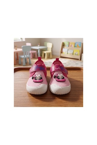 Gezer Çoçuk Unisex Keten Kaymaz Taban Cırtlı Ev, Okul, Kreş ,anaokulu Günlük Kullanım Panduf Pembe Flamingo Kız