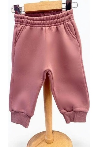 Kız Bebek İçi Şardonlu Kalın Eşofman Alt-15455 Gül Kurusu