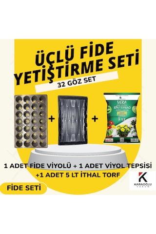 Fide Viyolü Viyol Tepsisi Ithal Torf Üçlü Set Fide Yetiştirme Seti Seçim Yapınız 32 Lik Göz
