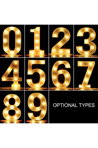 Ulzyvf Suya Dayanıklı Led Parti Işığı, Rakam Pilli, Dekorasyon İçin Parlayan Beyaz - Aa Beyaz