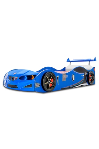 Gt2 - Arabalı Yatak - Araba Yatak, Işıklı, Mavi Tek Kişilik