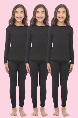 Tezzgelsin Kız Çocuk 3'lü Termal Alt Üst İçlik Takımı Siyah
