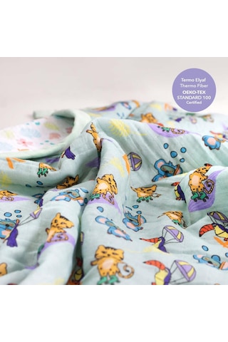 Milk&moo Müslin Battaniye Elyaf Dolgulu Jungle Friends Çok Renkli