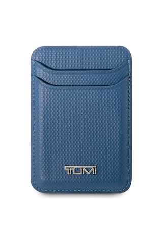 Tumi Lisanslı 2 Hazneli Metal Logolu Deri Magnetik Kartlık Mavi