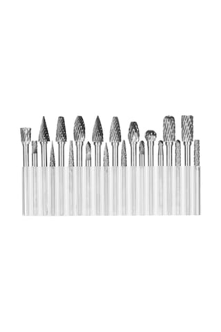 Hallow 1/8" Çift Kesim Karbür Döner Çapak Seti Şaft 20 Adet