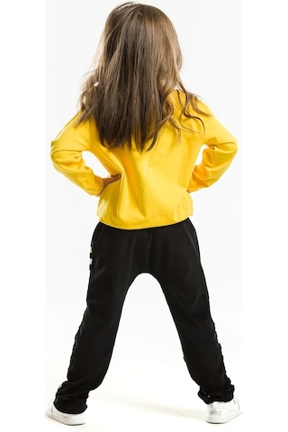 Denokids Bee Happy Kız Kadife Eşofman Takımı - Sarı - Siyah