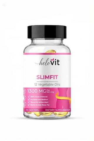 Helovit Slimfit 1300 Mg 12 Bitkisel Yağ İçeren Takviye Ve Yağ Yakım Desteği 30 Softjel