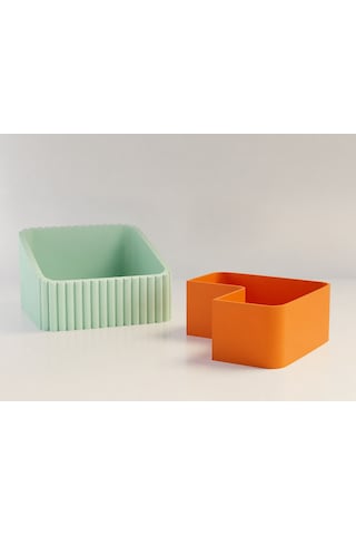 Buradabulabilirsin 3d Baskı Fıstık Kasesi - Çift Hazneli Kabuk Ayırıcı Sunum Kasesi - Mint Turuncu Bbz