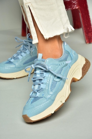 Fox Shoes U312414209 Mavi Kalın Tabanlı Spor Ayakkabı Sneakers Mavi-suni Deri Çok Renkli
