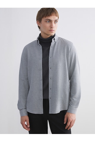 Lcw Vision Gri Slim Fit Uzun Kollu Erkek Dokulu Gömlek
