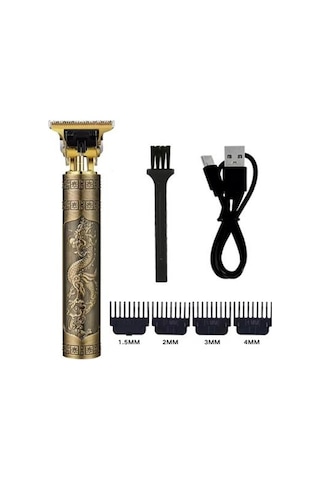 Vintage Görünümlü Güçlü 4 Farklı Başlıklı Usb Şarjlı Manuel Tıraş Makinası