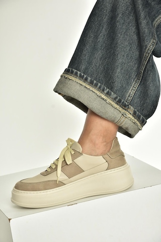 Fox Shoes V274949109 Bej Kalın Tabanlı Spor Ayakkabı Sneakers Bej
