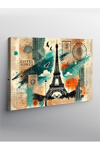 Kanvas Tablo Eyfel Kulesi İle Kartpostal Anılar