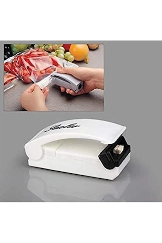 Pratik Sızdırmaz Pilli Mini Ambalaj Kapatma Makinesi Poşet Kapama Yapıştırma Makinesi Beyaz