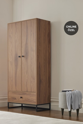 Enza Home Kalinsta 2 Kapaklı Gardırop - Ceviz