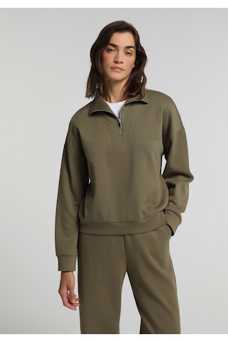 Colin's Colins Regular Fit Fermuarlı Düz Kadın Yeşil Sweatshirt Cl1080743 Q1.v2 Kha Haki