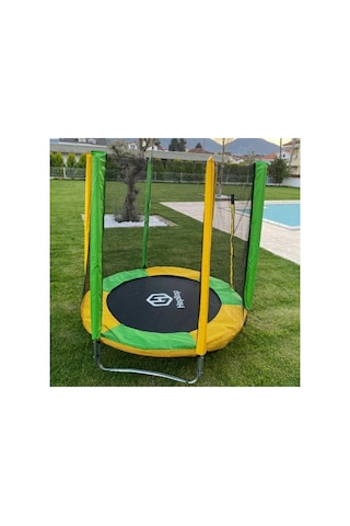 Katlanabilir Ev Tipi Trambolin Fileli Korumalı Büyük Boy 140 Cm Çocuk Trampolini 5 Ft Trambolin