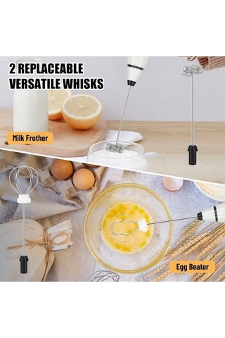 Ulzyvf Elektrikli Taşınabilir Yumurta Çırpıcı & Süt Köpürtücü, 3 Hız, 2 Çelik Çırpıcı, Beyaz, Cappuccino/latte İçin Beyaz