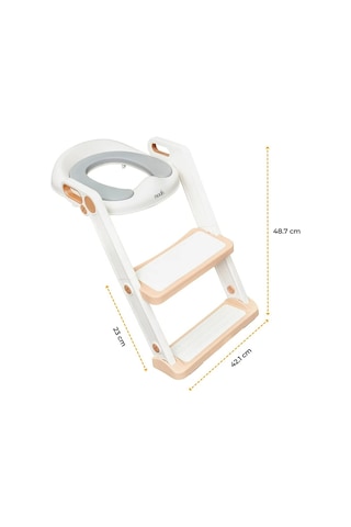 Mini Panda Basamaklı Tuvalet Eğitimi Koltuğu Kaymaz Taşınabilir Ergonomik & Renkli Tasarım Klozet Adaptörü Bej