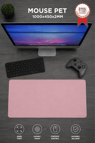 Gaming Oyuncu Klavye Fare Altlığı Kaymaz Taban Büyük Mouse Pad Pu Bk 1000 450mm Pembe