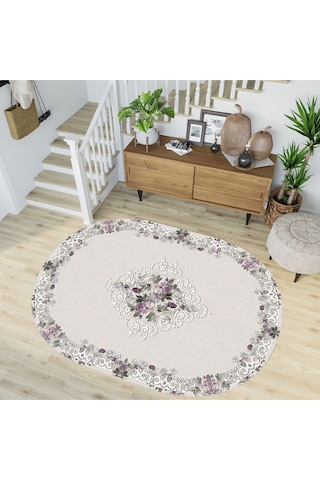 Rovigo Home Dijital Baskı Yıkanabilir Kaymaz Taban Oval Salon Halısı RVG7205-SD404 Çok Renkli