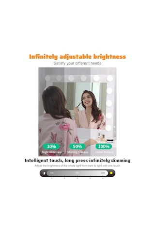 Moveevo Led Makyaj Aynası Ampulü Ayna Ön Işığı Usb Makyaj Işığı Üç Renkli Karartmalı Ayna 6 Işık