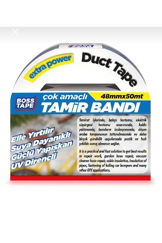 Boss Tape Duct Tape Tamir Bandı Bez Bant Siyah En:48mm Boy:50mt Çok Amaçlı 50 MM x 50 M