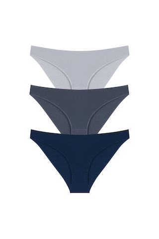 10010 Slip 3'lü Bikini Külot Paketi 10010-v3-Lacivert-K.Füme-A. Füme Lacivert - Koyu Füme - Açık Füme