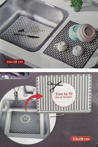 Yeni Nesil Dikdörtgen Silikon Lavabo Buzluk Matı 33x28 Cm Antrasit Siyah Renk Lavabo Matı Siyah