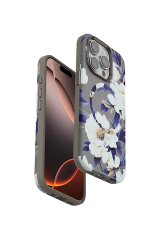 Durukar Apple, Uyumlu iPhone 15 Pro Max Flower Series Magsafe Kapak - Gri