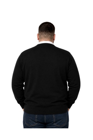 Battalmoda Erkek Büyük Beden Siyah Cepli Düğmeli Triko Hırka 3xl-4xl-5xl-6xl