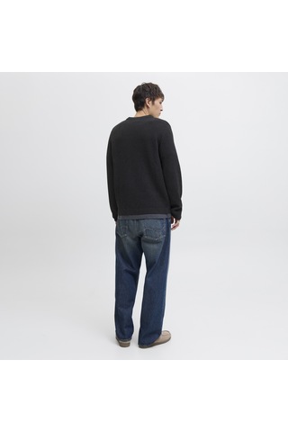 Jack & Jones Erkek Regular Fit Bisiklet Yaka Triko Kazak - Dover - 12278816 Siyah