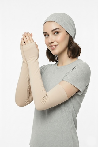 Sonbaharmoda Parmak Geçmeli Penye Esnek Likralı Kolluk 1 Çift Siyah Unisex Bej