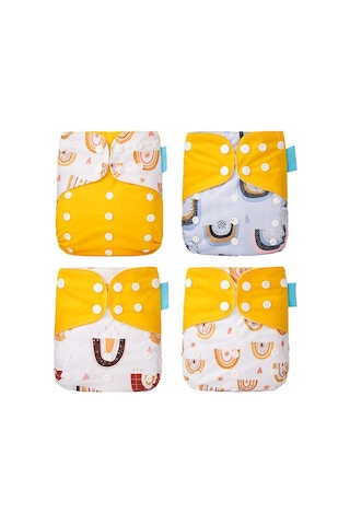 Xindoker Yeniden Kullanılabilir 4'lü Bebek Bezleri - Süper Emici, Esnek Ve Nefes Alabilir Kumaş 3 - 5 Yaş