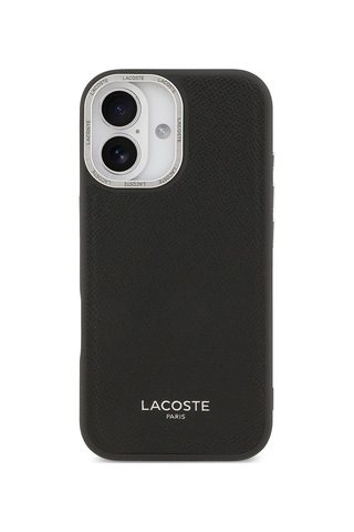 Apple Uyumlu iPhone 17 Kılıf Lacoste Lisanslı M-safeli Champs Elysees Pu Deri Tasarımlı Kapak Siyah Siyah