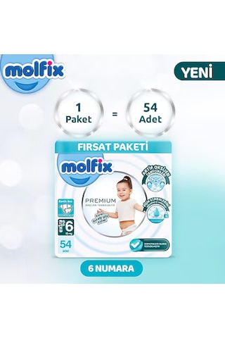 Molfix Premium Smart Fit Ultra Fırsat Paketi 6 Beden Extra Large 54 Adet