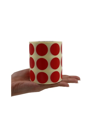 Renkli Kuşe Rulo Çap Etiketi 25mm X 25mm 2500 Adet Yan Yana 3 Lü