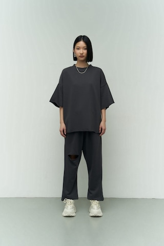 Mai Collection Mai Studios Co. Lion Antrasit Oversize T-shirt Yırtıklı Eşofman Takım Antrasit