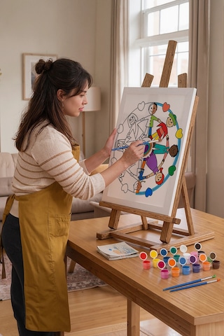 Sevgi Çemberi Desenli Mandala Ahşap Boyama Seti 40x50 Cm