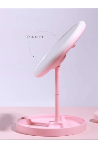 Zmc Bilişim Dokunmatik Led Işıklı Usb Li Yuvarlak Masa Üstü Makyaj Aynası Makyaj Aynası Ledli Çok Renkli