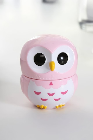 Pembe Baykuş Model Mekanik Mutfak Zamanlayıcı Timer Çocuklar İçin Thr386