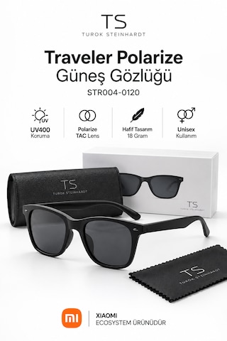 Xiaomi Ts Traveler Polarize Güneş Gözlüğü Uv400 Tr90 Tac Lens Siyah Çerçeve Unisex Uva Ve Uvb Koruma Str004-0120