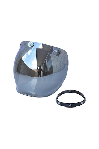 Suofeng Motorsiklet Kaskı Güneşlik, Pc Malzeme Bubble Lens, Güneşten Koruma, Kolay Kurulum, Çoğu 3-kanca Kaska Uyumlu, Gümüş Rengi