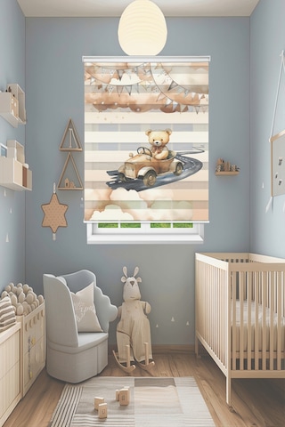Perdeoutlet38 Baskılı Renkli Ayıcık Dijital Baskılı Zebra Perde-cocuk Odası-stor Perde Çok Renkli