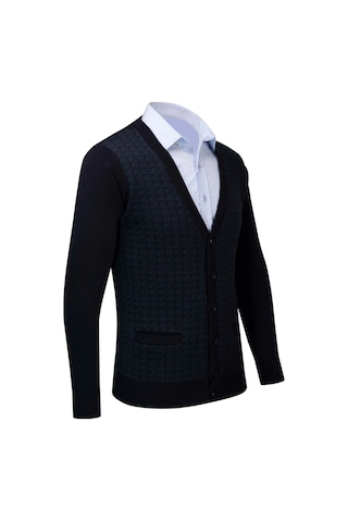 Çizgi Triko Erkek Büyük Beden Desenli Kol Ve Bel Lastikli Çelik Örgü Triko Hırka 4241mb Lacivert Lacivert