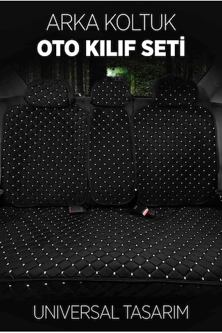Tay Tüyü Terletmez Kumaş Oto Koltuk Kılıfı Arka Koltuk Seti - Siyah-beyaz