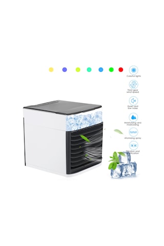 Vkemall Taşınabilir Usb Klima Fanı - 3 Hızlı, Sessiz, Nemlendirici Ve Arıtıcı, 7 Renkli Led Gece Lambası