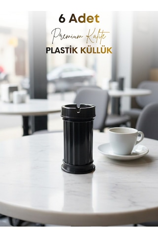 Grimorlife 6 Adet Siyah Çizgili Dekoratif Plastik Kokusuz Yanmaz Küllük Kül Tablası
